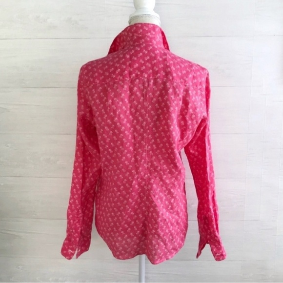 Frank & Eileen Pink Palm Tree Button Down Linen Shirt - Picture 2 of 3